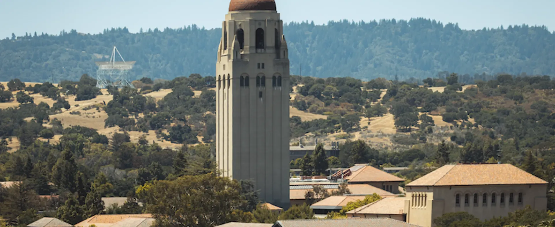 Stanford campus rooftops and Hoover tower