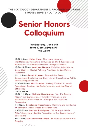 Sociology & Urban Studies Senior Honors Colloquium