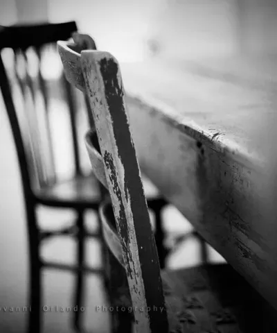 Stock black and white photo of some old chairs